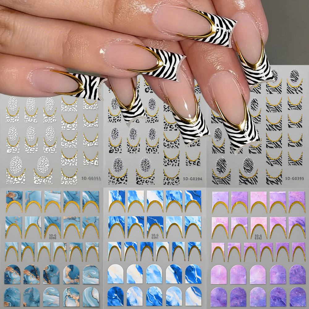 Marble leopard French Nail Stickers